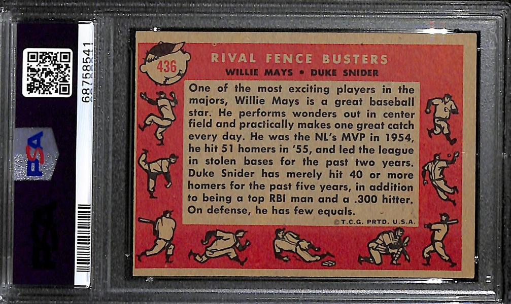 Duke Snider Signed 1958 Topps Rival Fence Busters Card #436 (PSA/DNA Card Grade 5, Auto Grade 10)