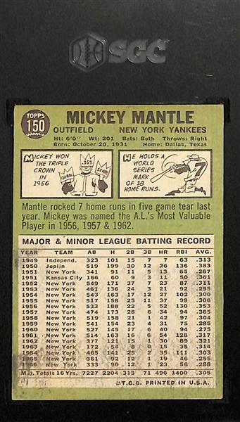 1967 Topps Mickey Mantle #150 Graded SGC 1