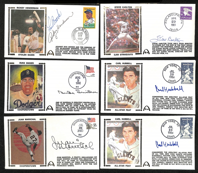 Lot of (20+) Baseball & Football Autographed First Day Cover (FDC) Envelopes w. Dan Marino, Hank Aaron, Roger Staubach, Bob Feller, and Others (JSA Auction Letter)