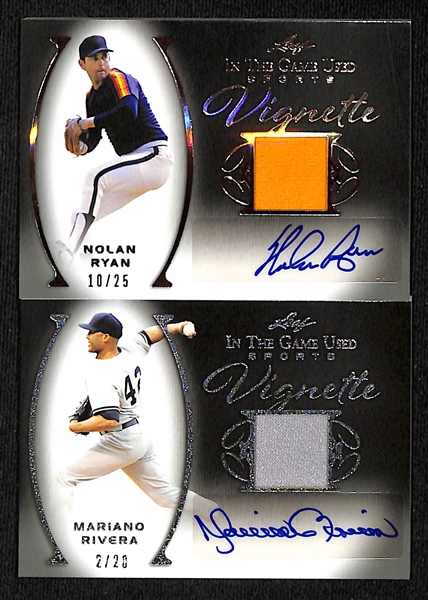 (2) 2022 Leaf In the Game Vignette Nolan Ryan #d /25 and Mariano Rivera #d /20