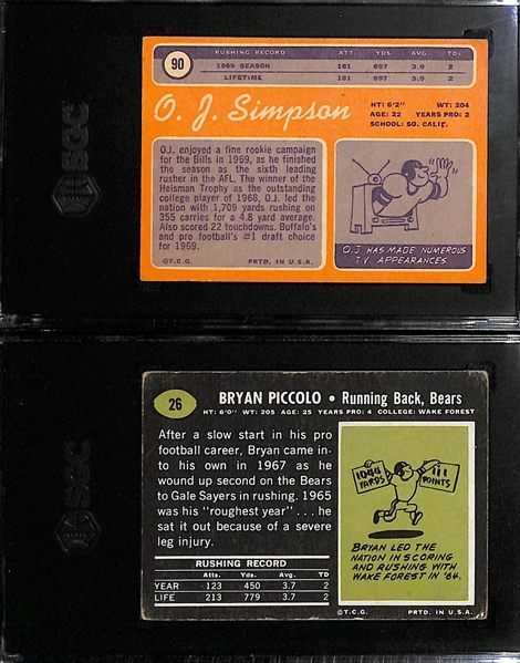 1979 Topps # 90 O.J. Simpson RC SGC 4 and 1969 Topps # 26 Bryon Piccolo RC SGC 2.5