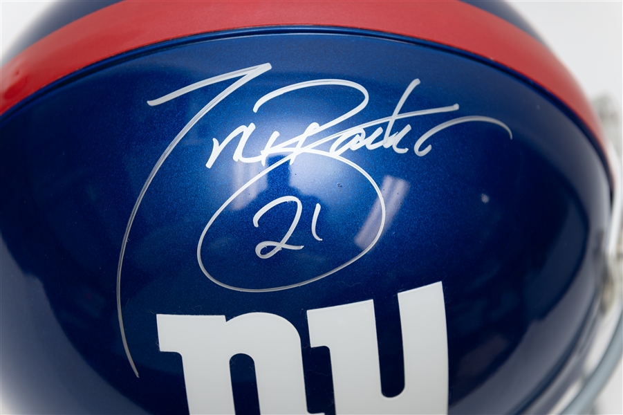 Tiki Barber Autographed Riddell New York Giants On Field Football Helmet (JSA Cert.)