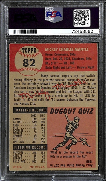 1953 Topps Mickey Mantle #82 Graded PSA 4.5 - Great Eye Appeal!