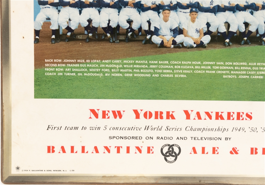 Yankees Memorabilia Lot w. 1954 15x17 Team Picture by Ballantine Beer