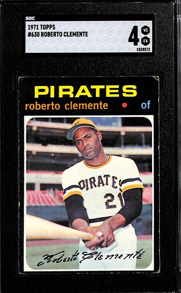 Roberto Clemente SGC Graded Cards w. 1971 Topps # 630 SGC 4 and 1972 Topps # 309 SGC 5