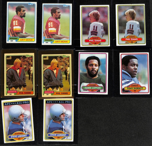 Lot of (4) 1981 Joe Montana Rookie Cards & (10) Additional 1980-81 Topps Football Cards