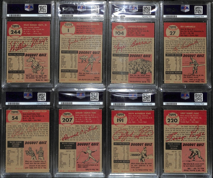 High Quality 1953 Topps Complete Set (Missing Mickey Mantle Card) w. 8 Graded Cards (Paige PSA 4, Mays PSA 5, J. Robinson PSA 3, Berra PSA 4, Campanella PSA 5, Feller PSA 5.5, Ford PSA 5, Kiner PSA 6)