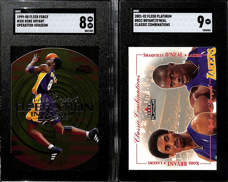 Lot of (7) Early 2000 SGC Graded Kobe Bryant Inserts w. 2001-02 Fleer Genuine Skywalkers #4sw SGC 9.5