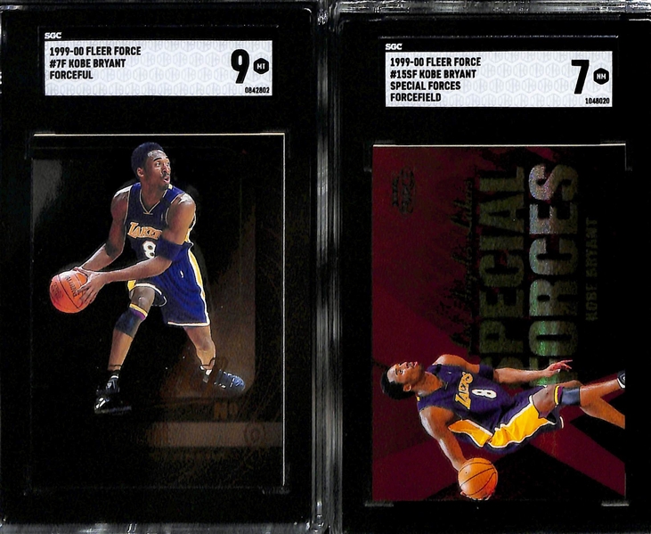 Lot of (7) Early 2000 SGC Graded Kobe Bryant Inserts w. 2001-02 Fleer Genuine Skywalkers #4sw SGC 9.5