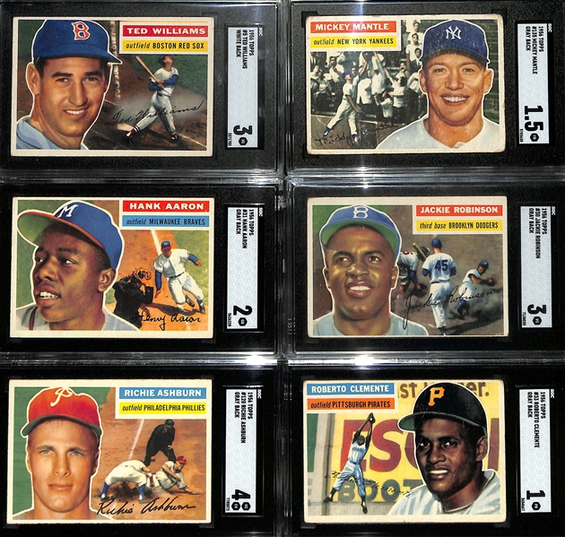 1956 Topps Complete Baseball Card Set (340 Cards + 2 Checklists) w. (14) Graded Cards (Mostly GD-VG Condition)
