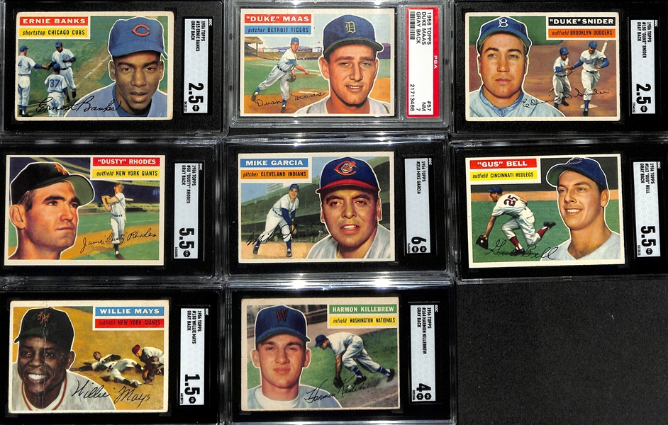1956 Topps Complete Baseball Card Set (340 Cards + 2 Checklists) w. (14) Graded Cards (Mostly GD-VG Condition)