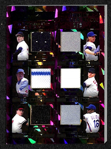 Lot of (5) Leaf ITG Baseball Relic Cards w. Legendary Locker Room 6 Relics of Maddux/R. Johnson/Clemens/P. Martinez/Glavine/Gooden #d 5/9