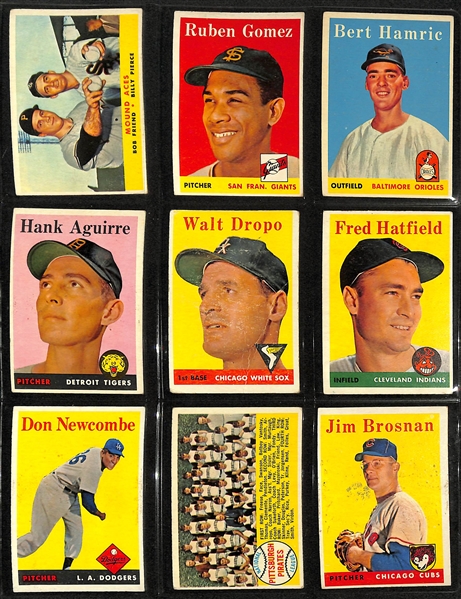 Near-Complete 1958 Topps Baseball Card Set (Missing 15 cards) w. 15 Graded Cards Inc. Mickey Mantle #150 (SGC 4.5), Koufax #187 (SGC 4.5), Willie Mays #5 (SGC 4), Cepeda Rookie #343 (SGC 4.5)