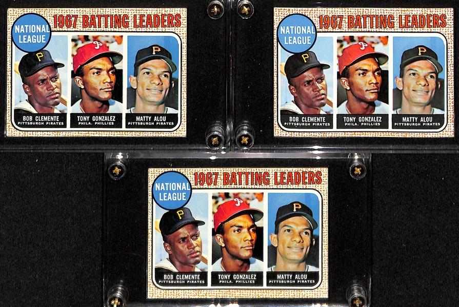 Lot of (11) 1960s and 70s Topps Baseball Cards w. (5) 1968 Batting Leaders Roberto Clemente/Tony Gonzalez/Matty Alou # 1
