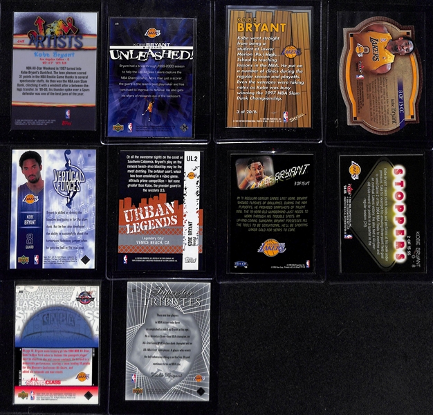 Lot of (10) Kobe Bryant Inserts w. 2001-02 Topps Gold Label Jam Artists, 2000-01 Upper Deck Unleashed, and Others