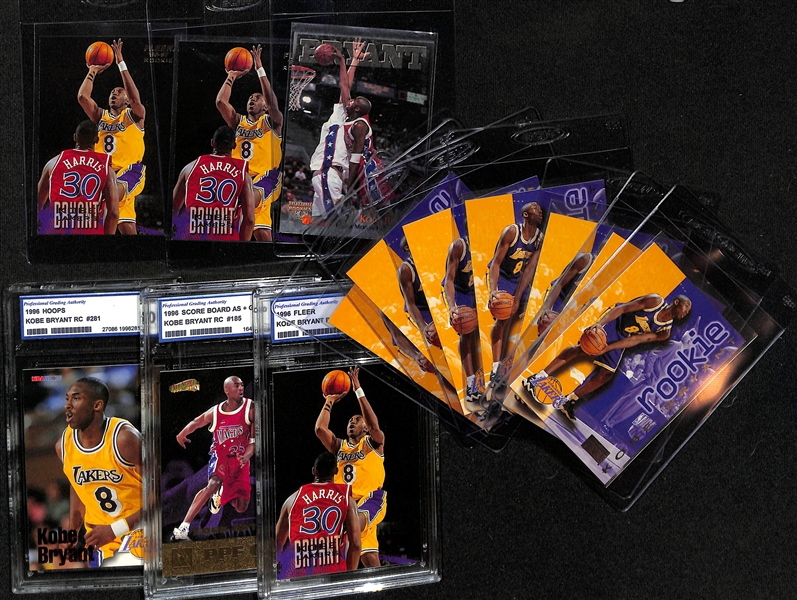 Lot of (13) Kobe Bryant Rookie Cards with (7) Skybox Premium #203