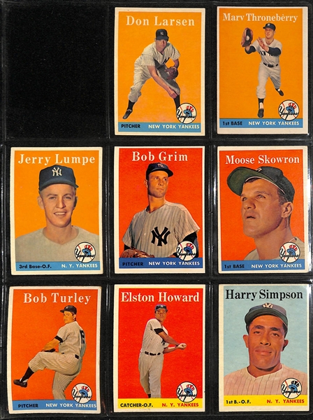 Lot of (27) 1958 Topps Yankees Cards w. Mickey Mantle SGC 3 - Complete Set of Yankees Cards Issued This Year