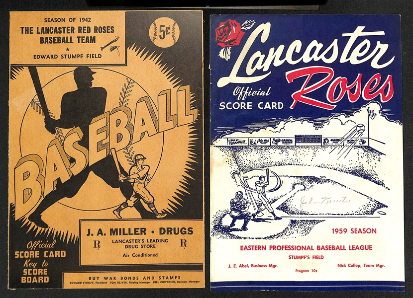 Lot of (12) Major & Minor League Score Cards from 1913-1959 w. 1913 Ephrata, PA Baseball Club Scorecard