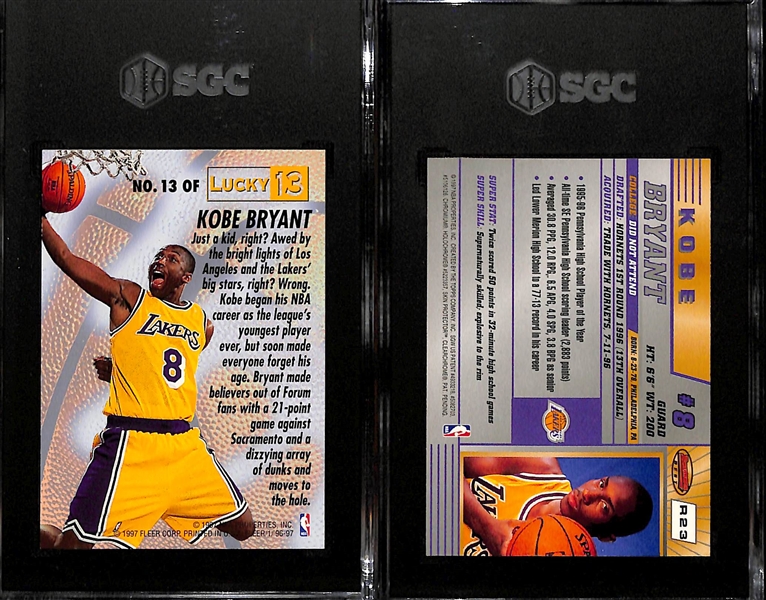 1996-97 Kobe Bryant Rookie Lot - Fleer Lucky 13 Insert #13 (SGC 8) & Bowman's Best #R23 (SGC8)