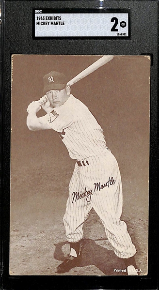 1963 Exhibits Mickey Mantle Stat Back SGC 2