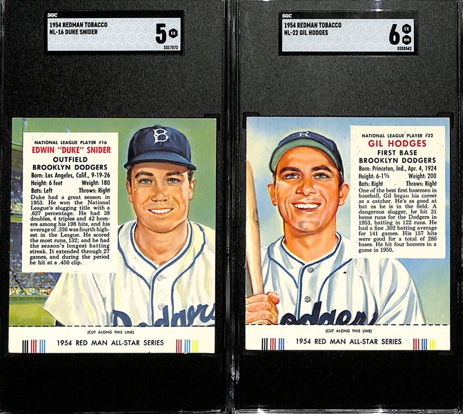 Lot of (2) Graded Redman Tobacco Cards w. Duke Snider NL-16 SGC 5 and Gil Hodges NL-22 SGC 6