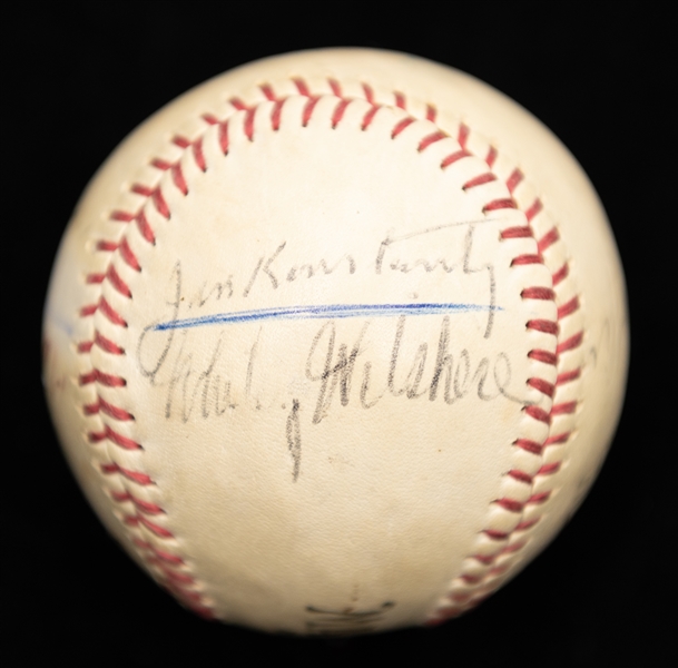 Vintage Multi-Signed Baseball w. Pie Traynor, Billy Martin and Others (JSA Auction Letter)