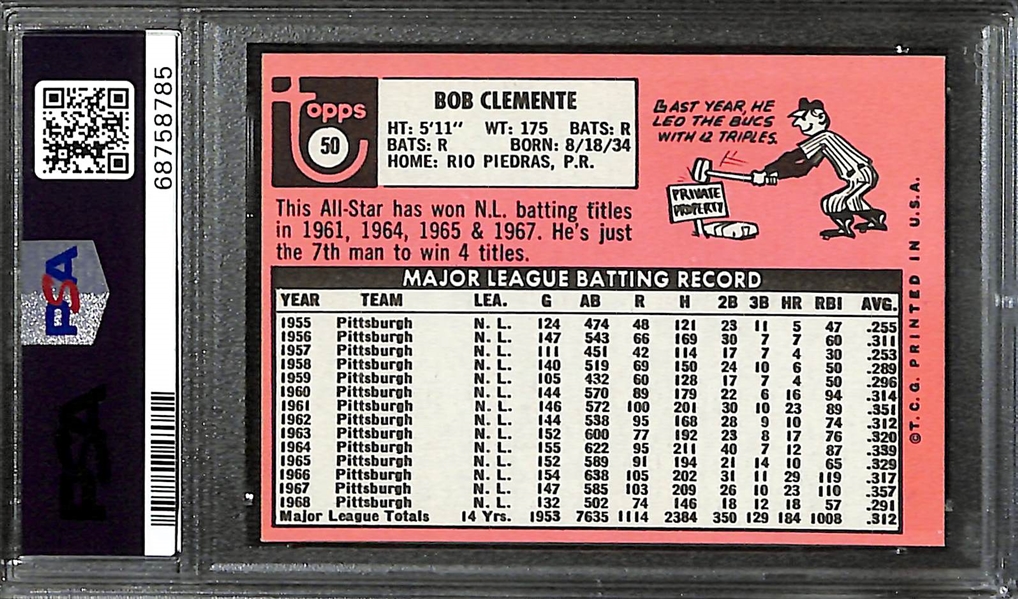 1969 Topps Roberto Clemente #50 Graded PSA 6.5