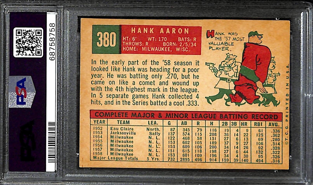 1959 Topps Hank Aaron #380 Graded PSA 4