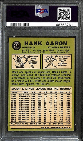 1967 Topps Hank Aaron #250 Graded PSA 7