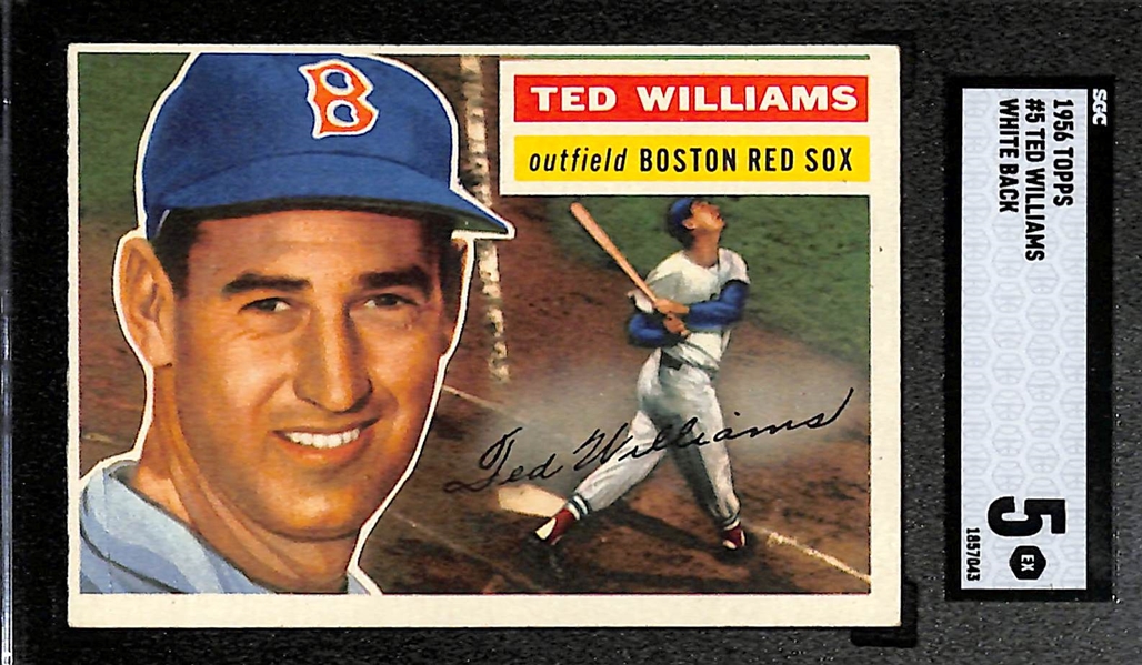 1956 Topps Ted Williams #5 (White Back) Graded SGC 5