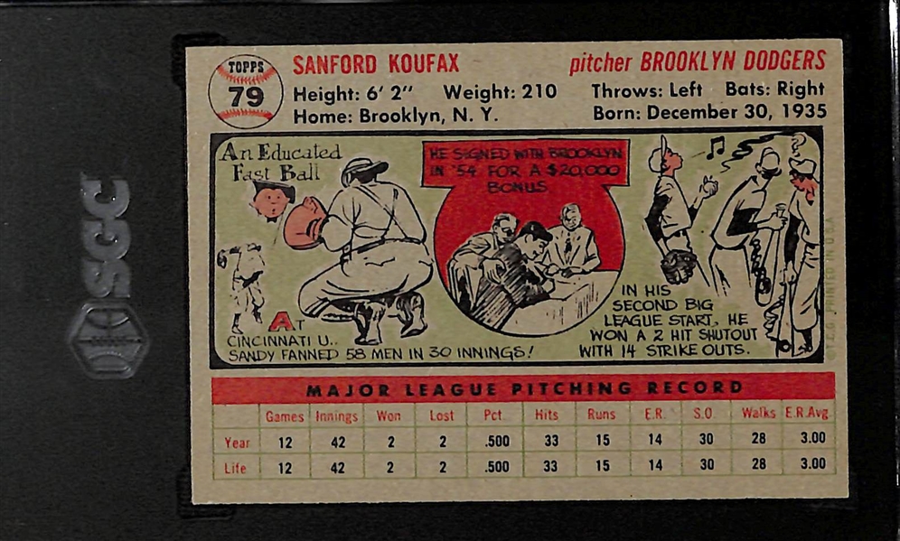 1956 Topps Sandy Koufax #79 (Gray Back) Graded SGC 6