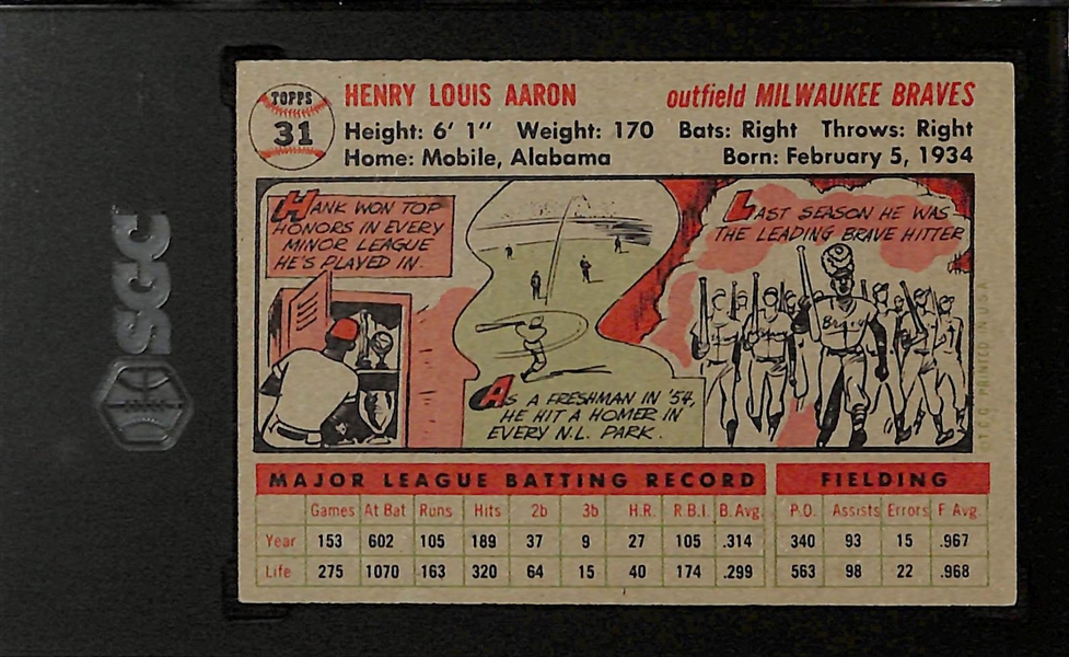 1956 Topps Hank Aaron #31 (Gray Back) Graded SGC 5