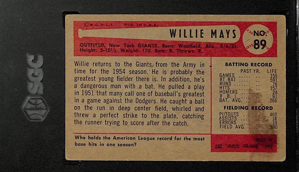 1954 Bowman Willie Mays #89 Graded SGC 3