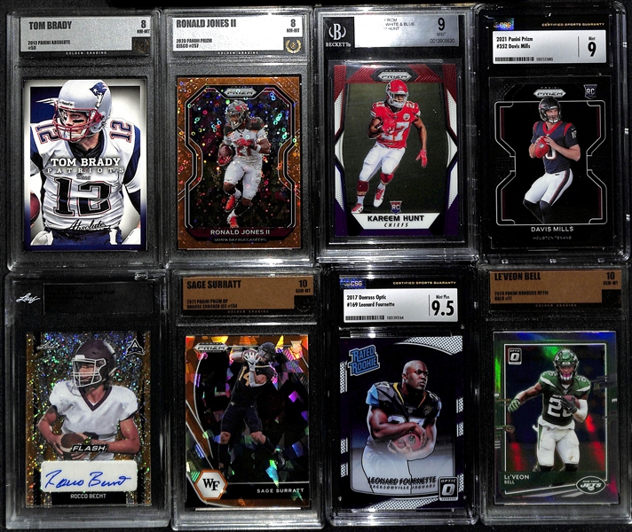 Lot of (14) Graded Football Cards w. Diontae Johnson Auto Rookie Ticket PSA 10, Trevor Lawrence, and Others