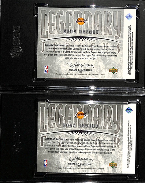 2000-01 Kobe Bryant Upper Deck Legends Legendary Jersey Card (SGC 8) & Legendary Floor Card (SGC 9)