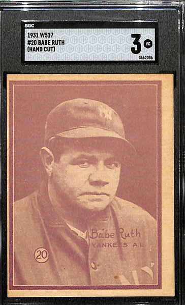 1931 W517 Babe Ruth #20 (Hand Cut) Graded SGC 3