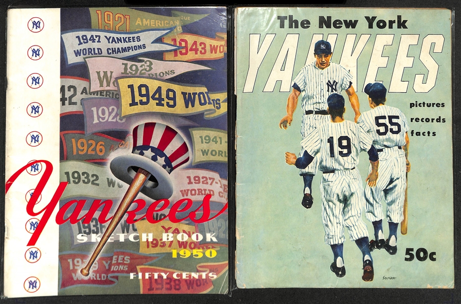 Lot of (3) Yankees Yearbooks - 1950/1955/1959 & (2) Dodgers Yearbooks - 1962/1966