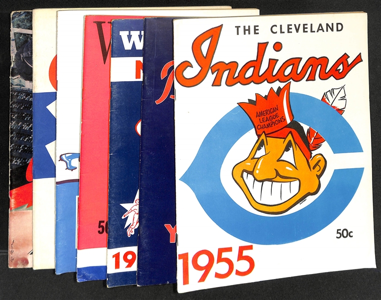 Lot of (8) Vintage Major League Yearbooks from 1950-1955 w. 1955 Cleveland Indians