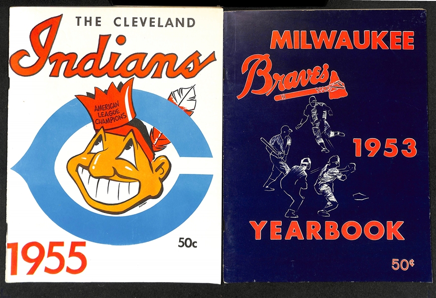 Lot of (8) Vintage Major League Yearbooks from 1950-1955 w. 1955 Cleveland Indians