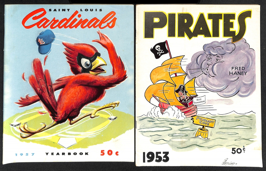 Lot of (5) Pirates Yearbooks/Programs & (2) St Louis Cardinals Yearbooks from 1933-1973 w. 1953 Cardinals Yearbook