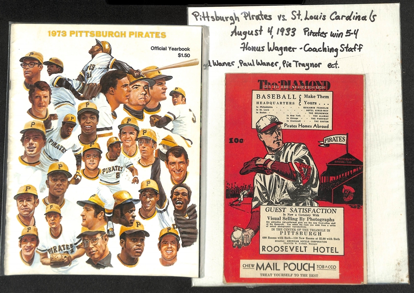 Lot of (5) Pirates Yearbooks/Programs & (2) St Louis Cardinals Yearbooks from 1933-1973 w. 1953 Cardinals Yearbook