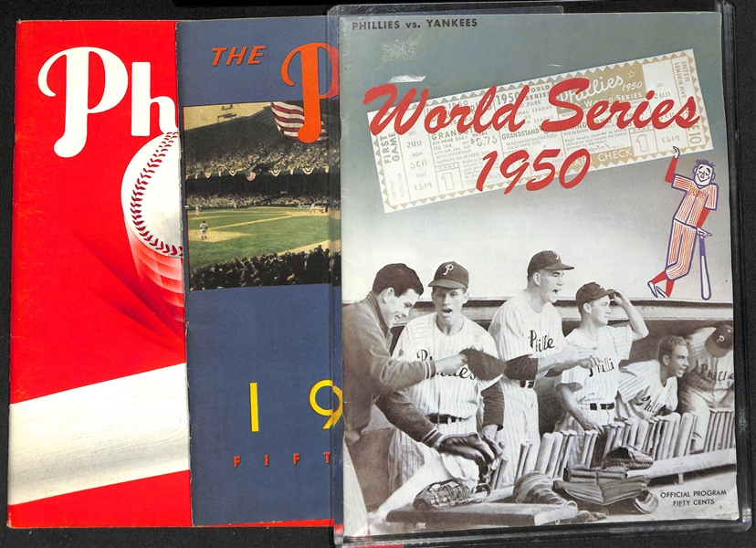 Lot of (3) Philadelphia Phillies Yearbooks - 1950 Phillies-Yankees World Series, 1952 & 1963