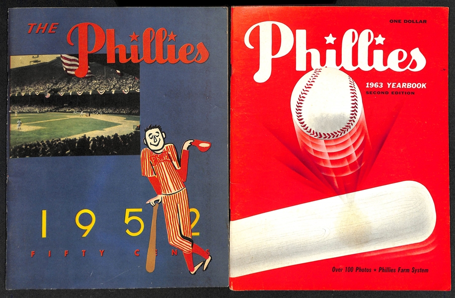 Lot of (3) Philadelphia Phillies Yearbooks - 1950 Phillies-Yankees World Series, 1952 & 1963