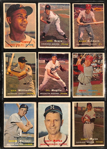 Lot of (150+) 1957 Topps Baseball Cards (Ranging from #1-264 & #353-407) w. Richie Ashburn