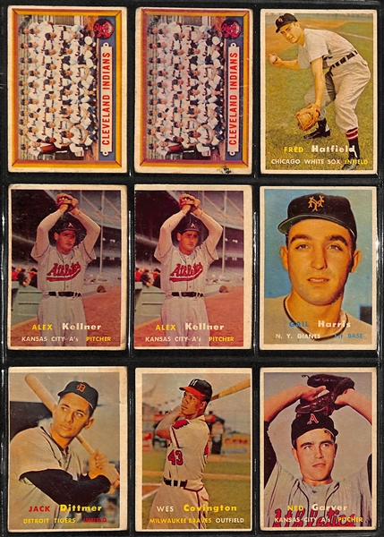 Lot of (70) 1957 Topps Baseball Cards Ranging from Card #265-352 (Mid Series) w. Billy Goodman