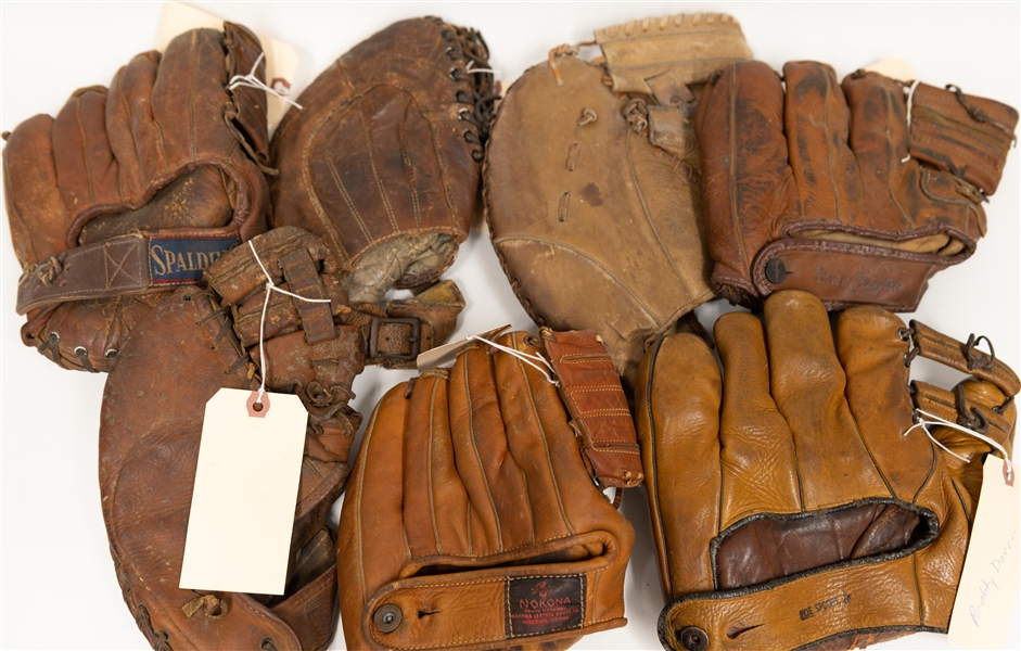 Lot of (7) Vintage Baseball Gloves Circa 1930s-1950s w. Don Hoak Fieldrite, Mcgregor Harry Perkowski, Olympian Bobby Doerr and Others