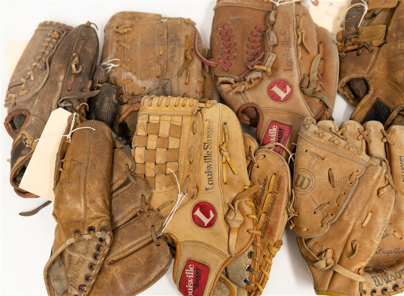 Lot of (10) Vintage Baseball Gloves Circa 1960s-1980s w. Spalding Nolan Ryan, Wilson Jim Catfish Hunter, and Others