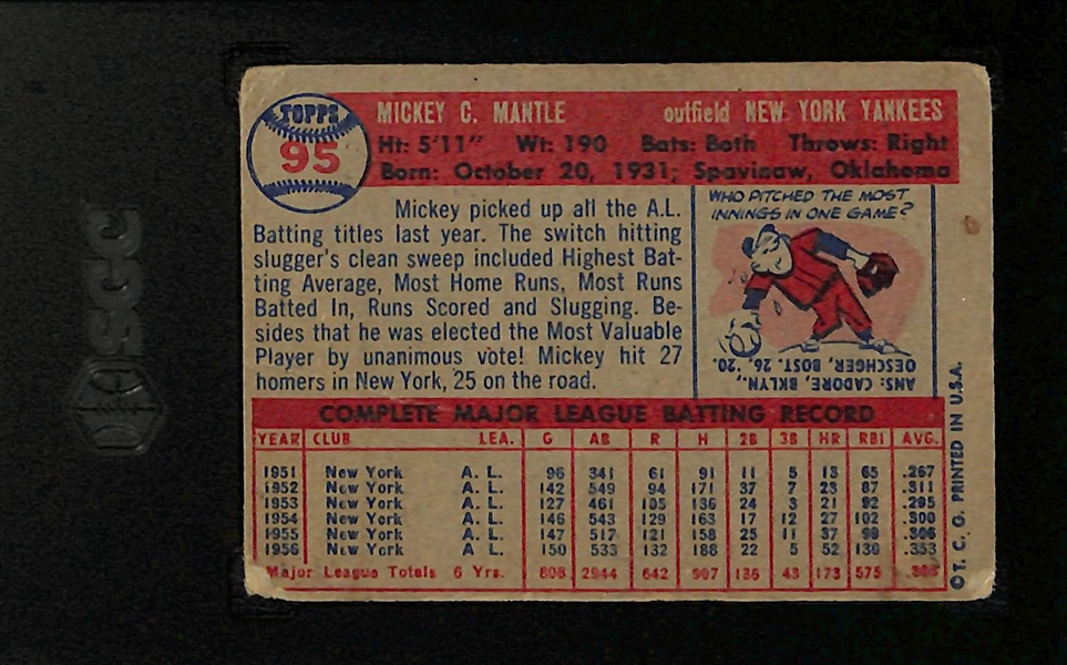 1957 Topps Mickey Mantle #95 Graded SGC 1