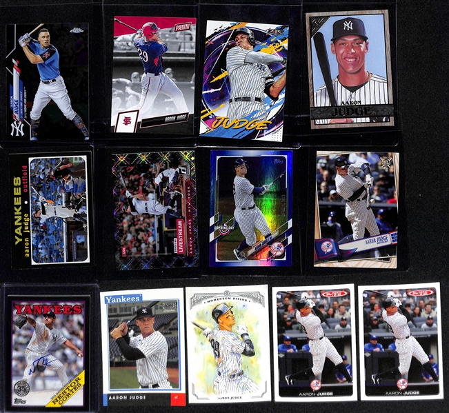 Mixed Sports Lot w. (25+) Aaron Judge Cards, 2023 Topps Nestor Cortez Autograph #d /99, Miles Sanders Penn State Panini Rewards Oversized Card Autograph and More