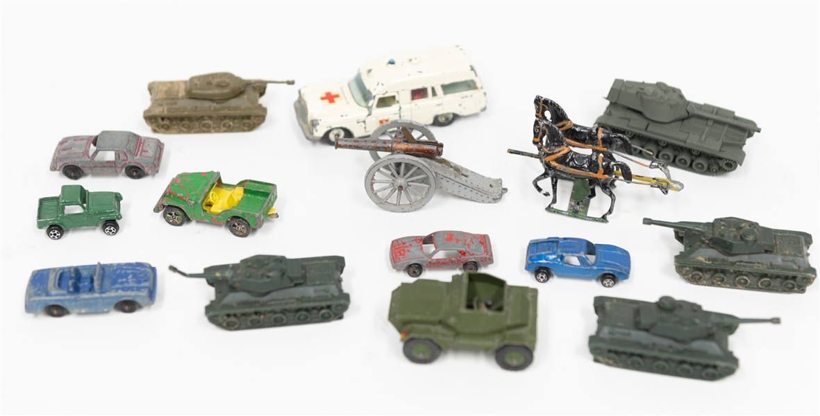 Lot of (15) Barclay Lead and Plastic Tanks & Vehicles from 1940-50s 